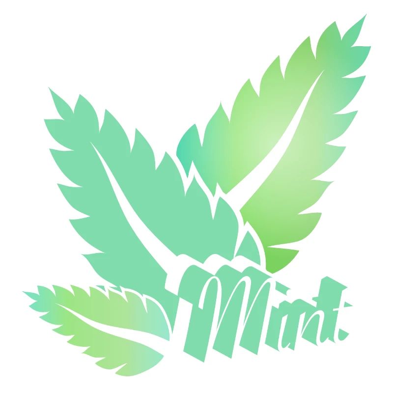 stylized green mint leaves with typography