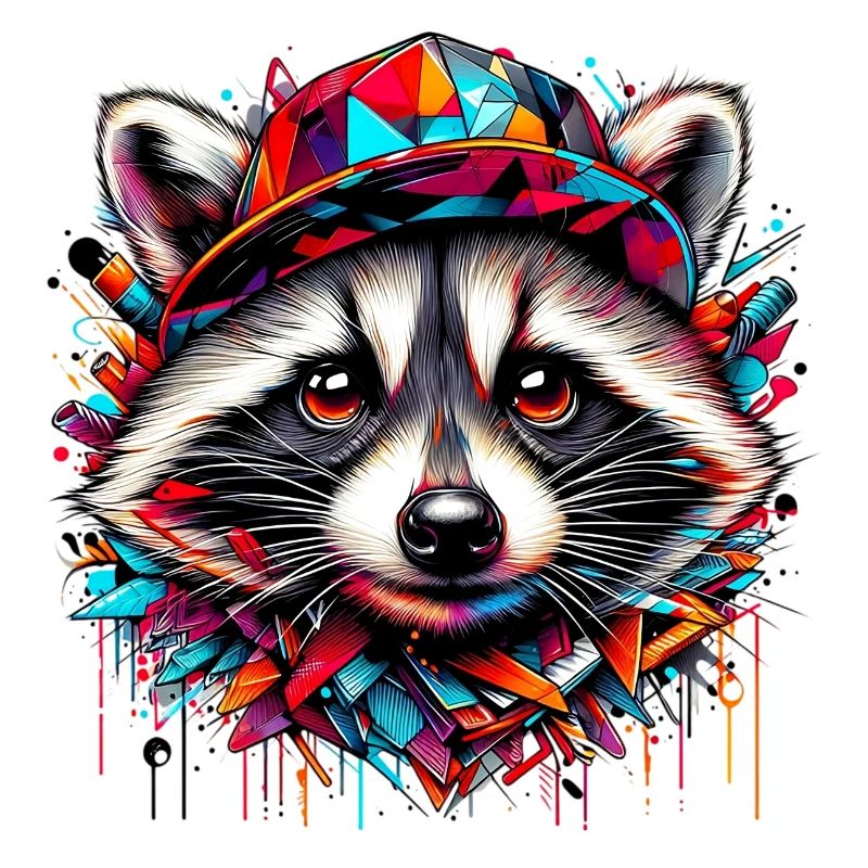 Raccoon with hat cap rap hat
