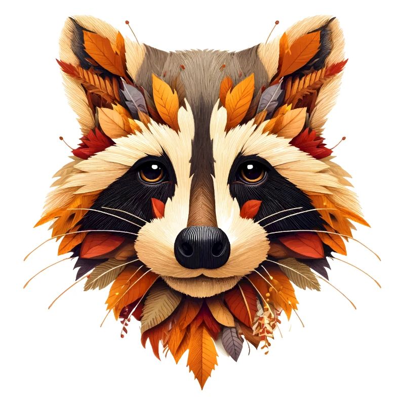 Raccoon, designed from different leaves