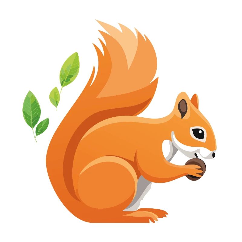 Verspielter Eichhörnchen-Print mit Blättern