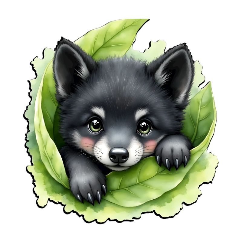 Chiot loup sur le vert