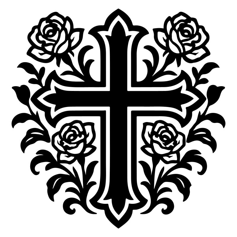 Roses à symbole de croix