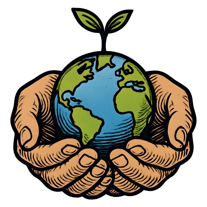 Earth in hands with seedling
