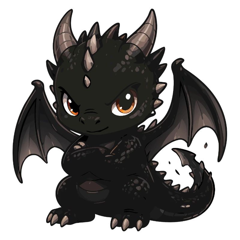 Black Dragon Chibi with Wings