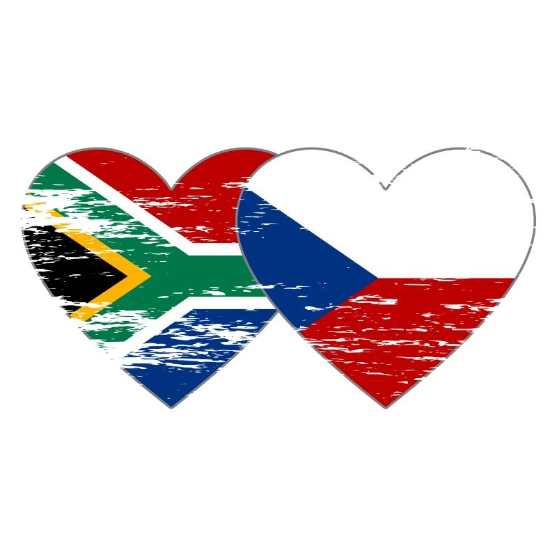 Afrique du Sud République Tchèque Drapeau Coeur Utilisé