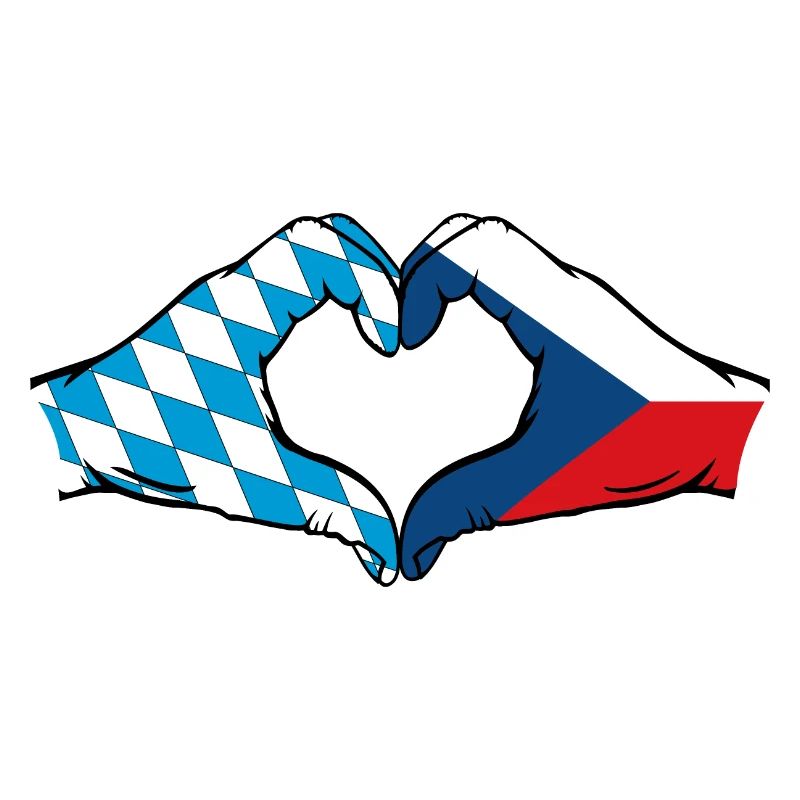 Bavière, République tchèque, Drapeau, Mains, Forme de coeur