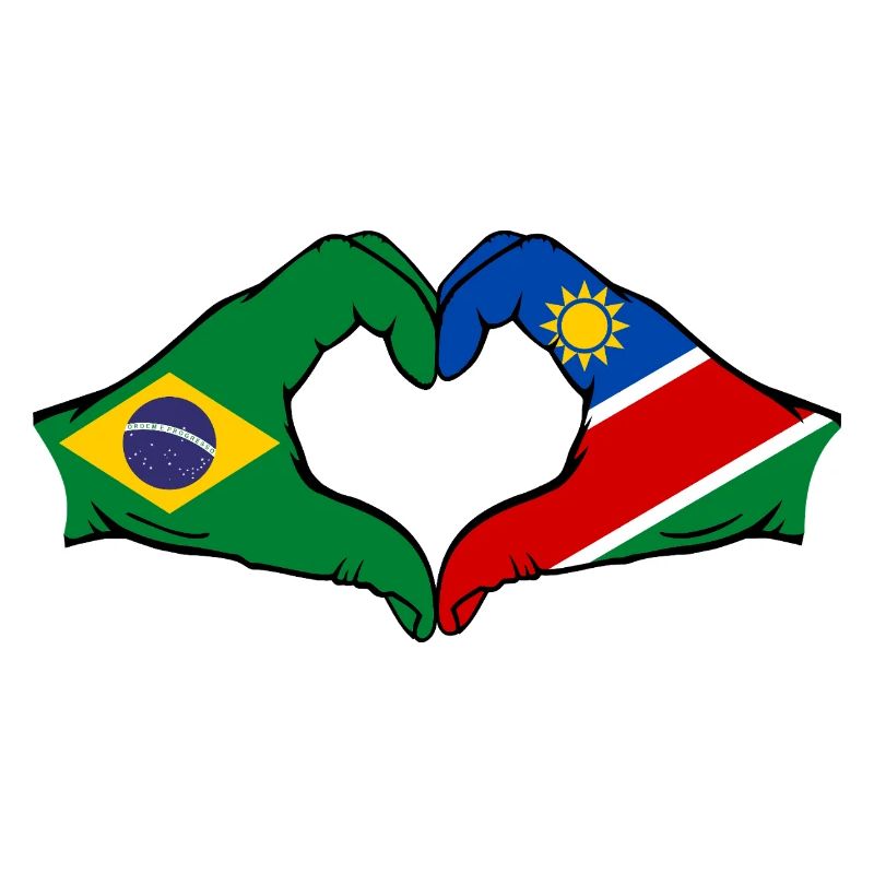 Brésil Palestine Drapeau Mains Coeur Forme