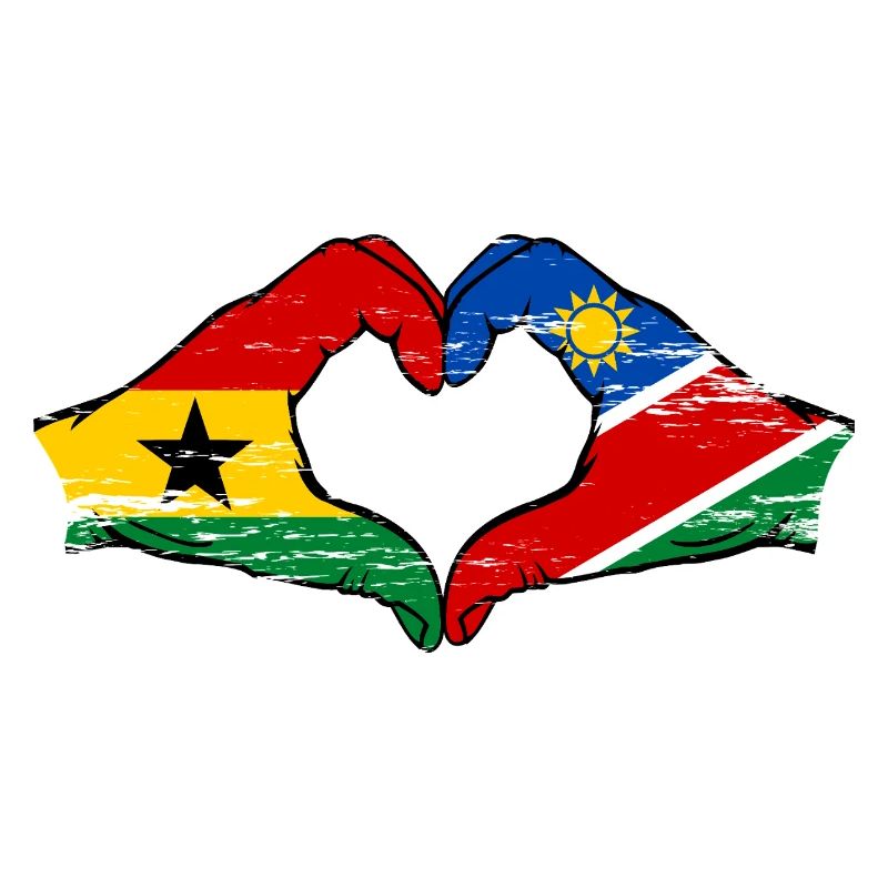 Ghana Namibia Flag Hands Heart Shape Used