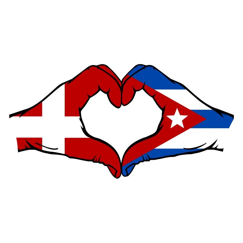 Danemark, Drapeau de Cuba, mains de cœur