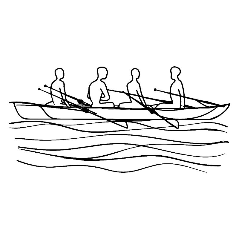 Dessin au trait de l’équipe d’aviron