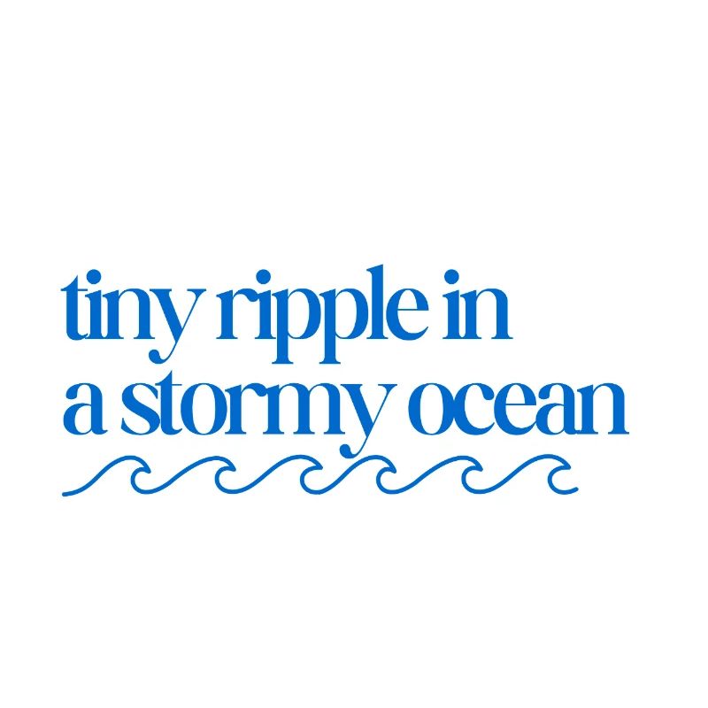 Tiny ripple in a stormy ocean with waves