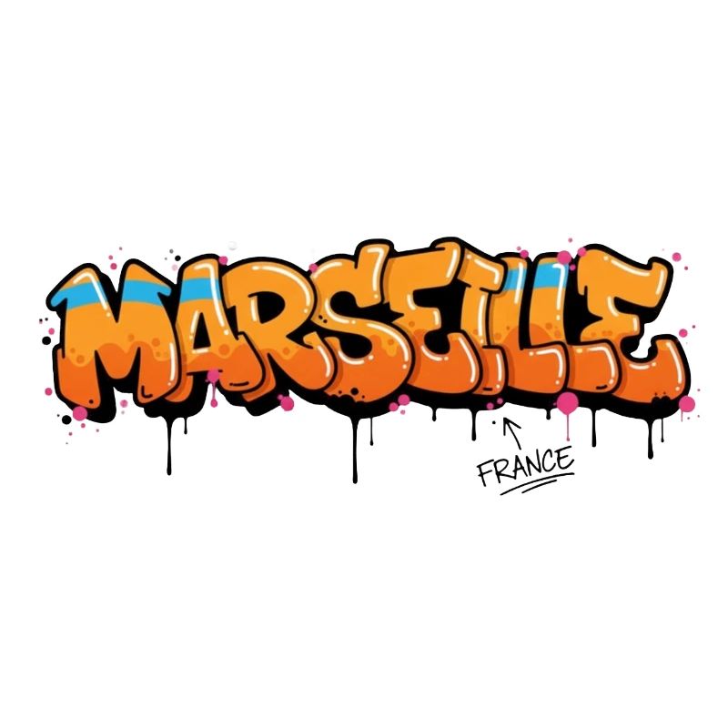 Lettrage graffiti de Marseille avec éclaboussures