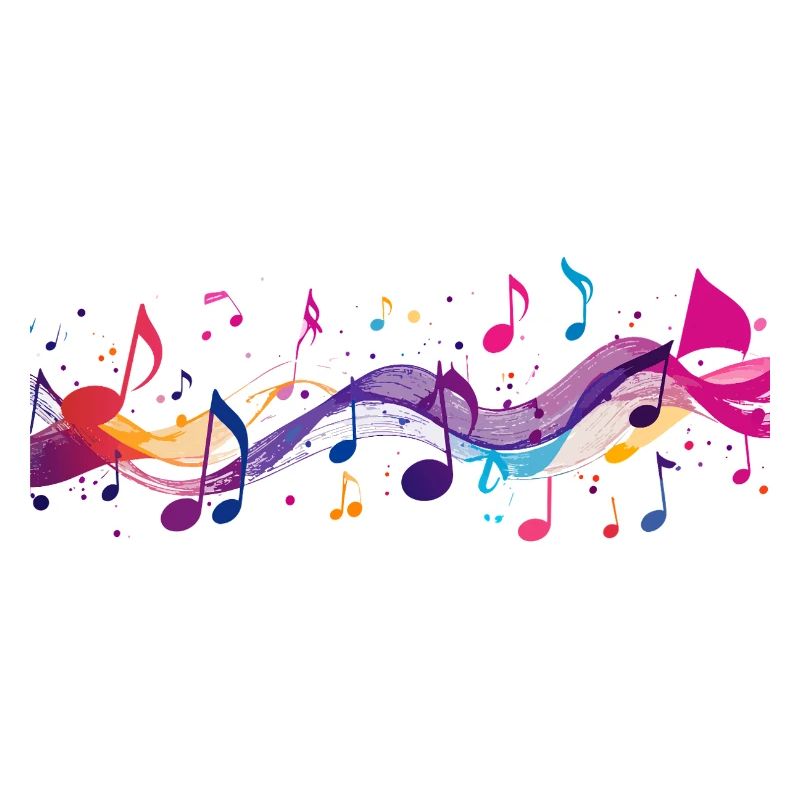 Colorful Streams of Notes Music Instruments Notes Sound