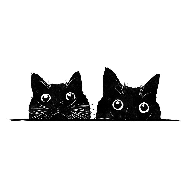 Two peeking cats black