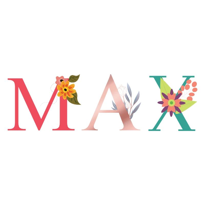 MAX Name Art avec fleurs brodées