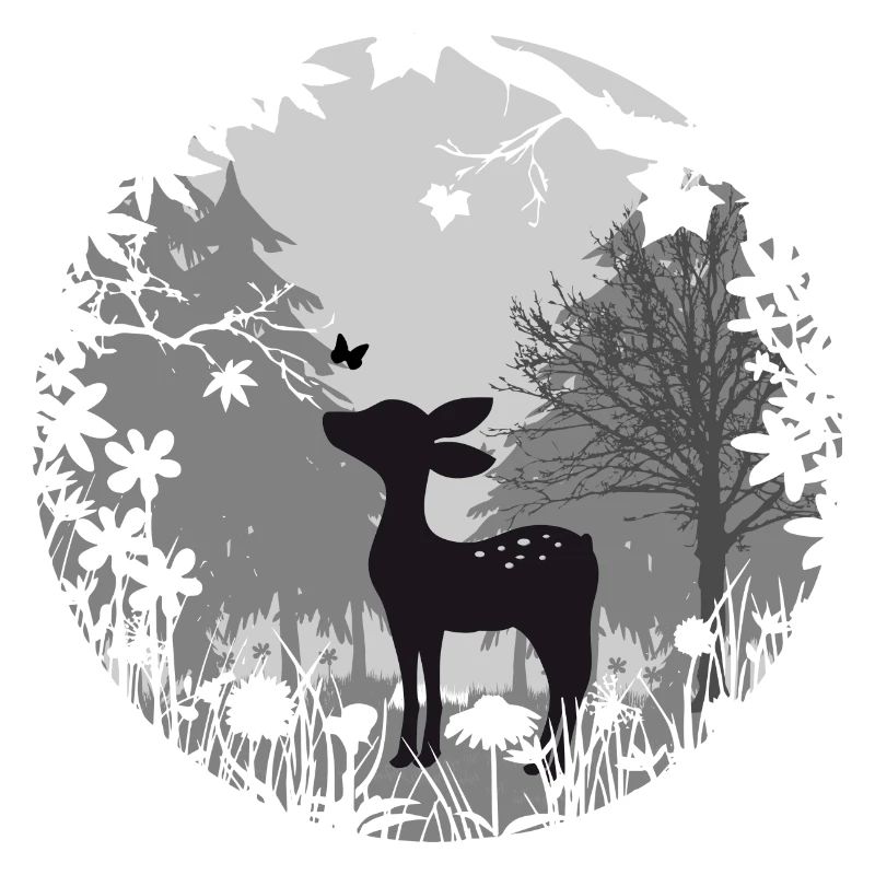 Fawn with butterfly