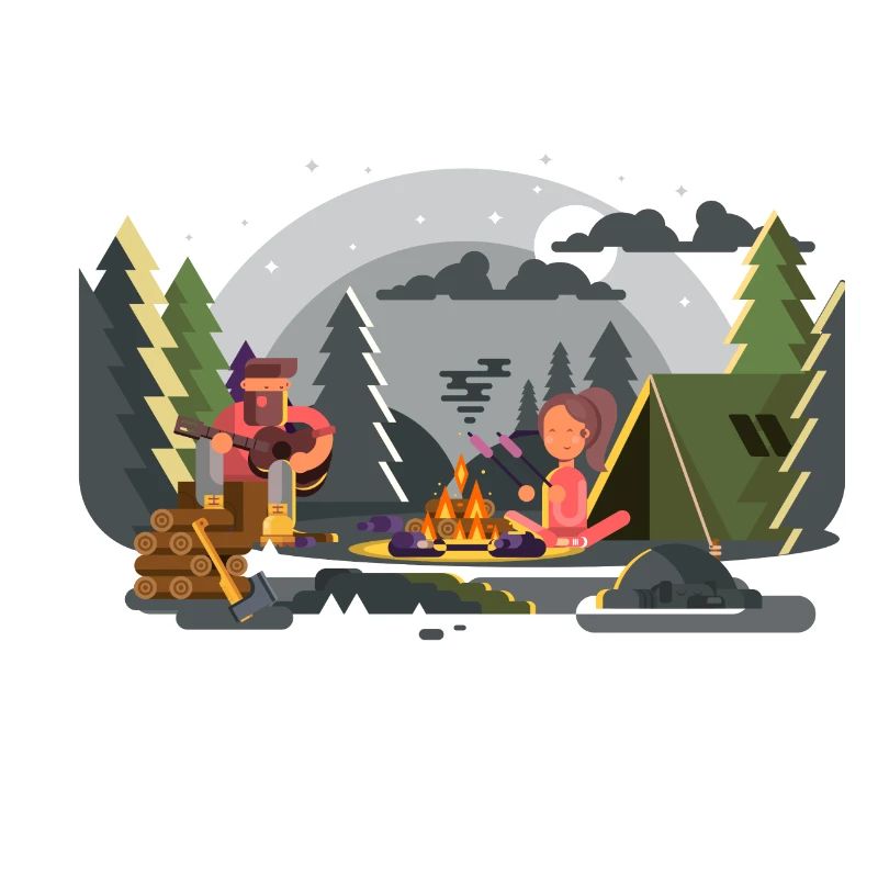 Campfire Forest Camping Duo