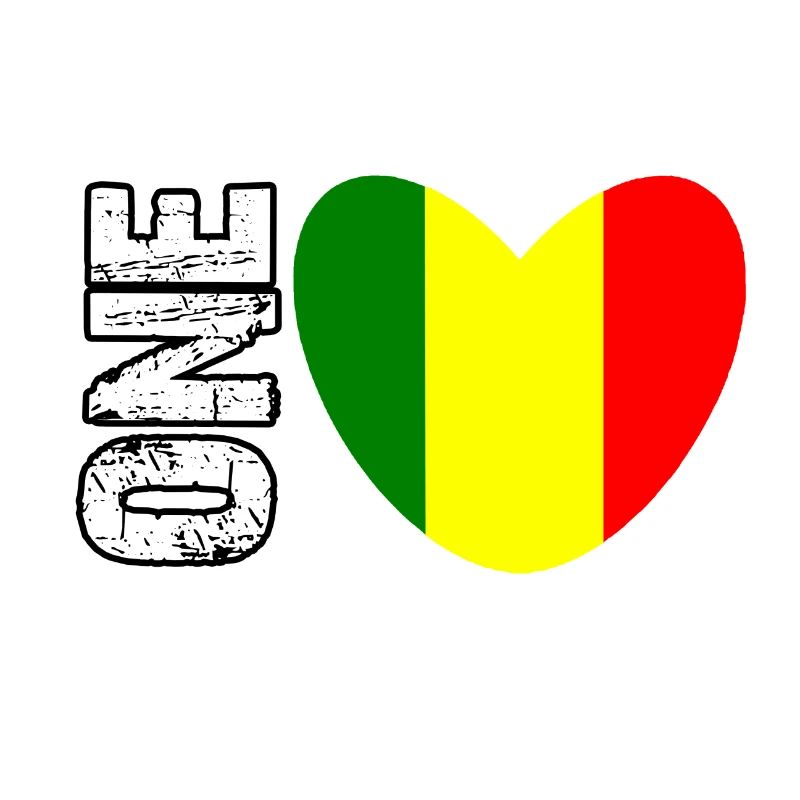 Cœur du drapeau du Mali avec un texte DISPARU