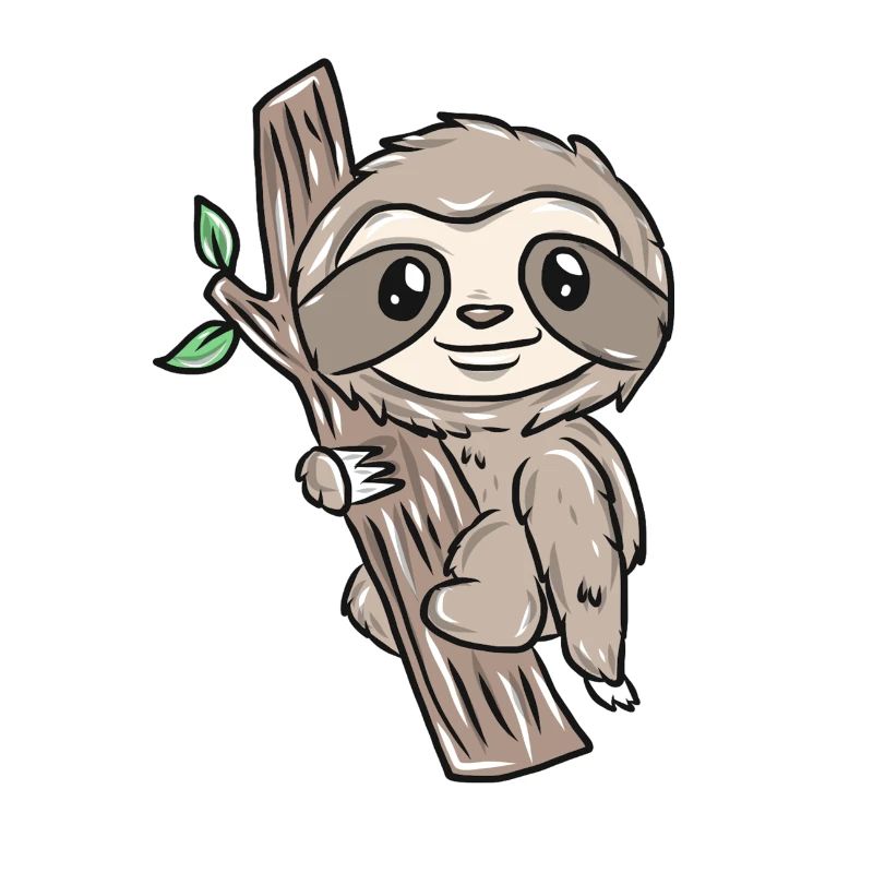 Slow sloth on tree