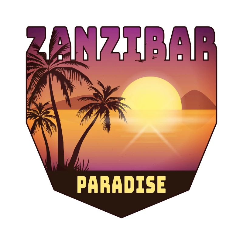 Zanzibar design with palm trees and sun / gift