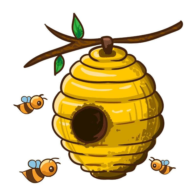 Bees around the hive