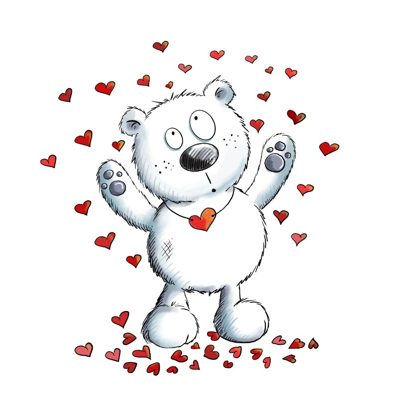 Polar Bear With Hearts I Polar Bear Love