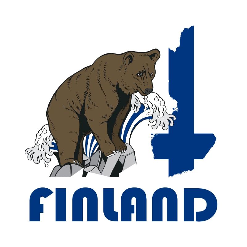Finland bear design with map and flag