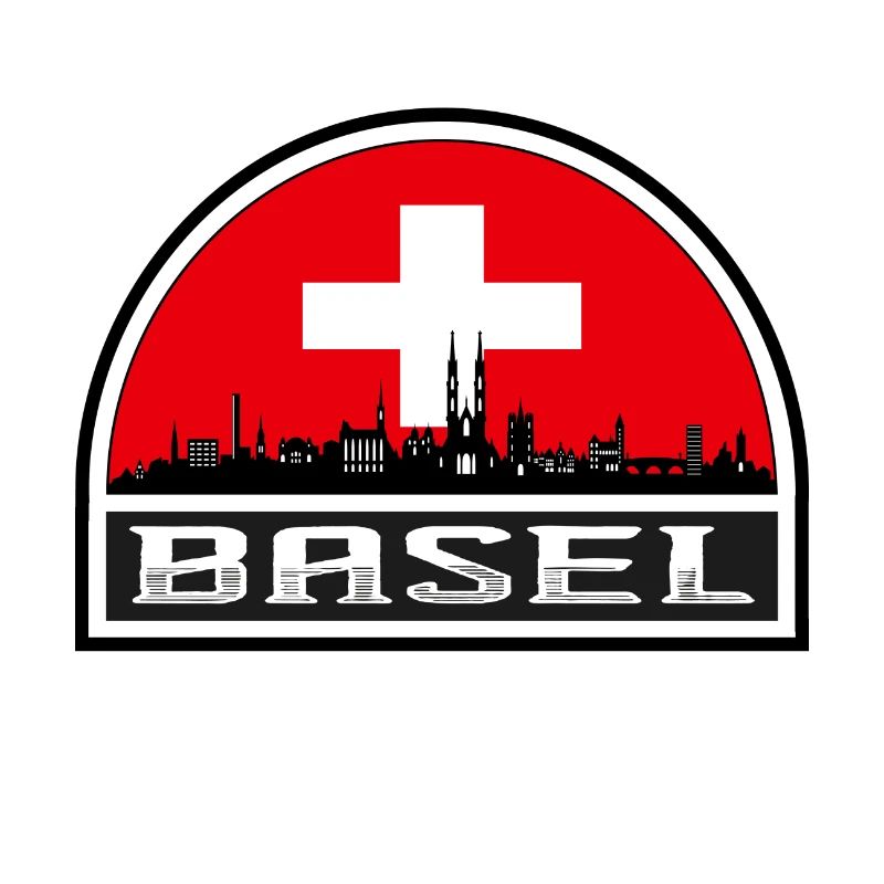 Bâle Suisse Skyline Silhouette Drapeau Suisse Tr