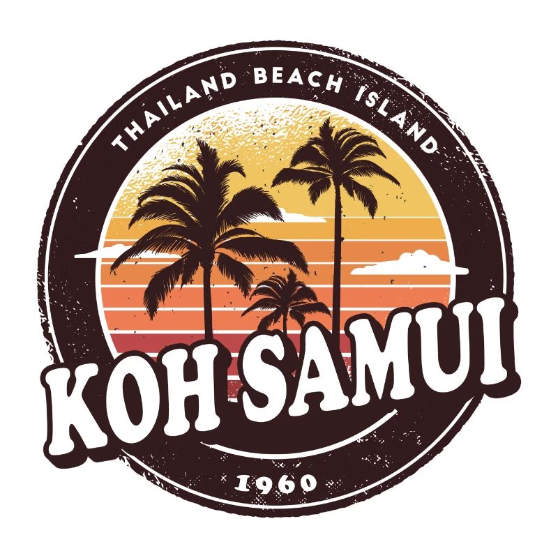 Koh Samui design with palm trees and sun / gift