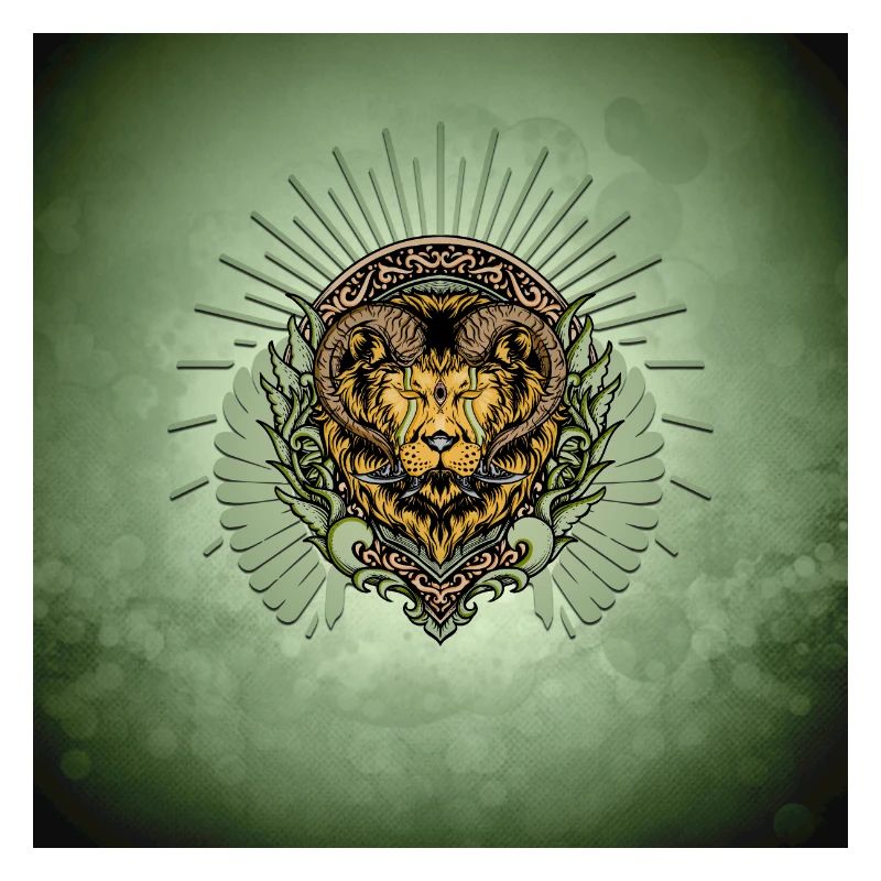 Impressionnant lion à cornes