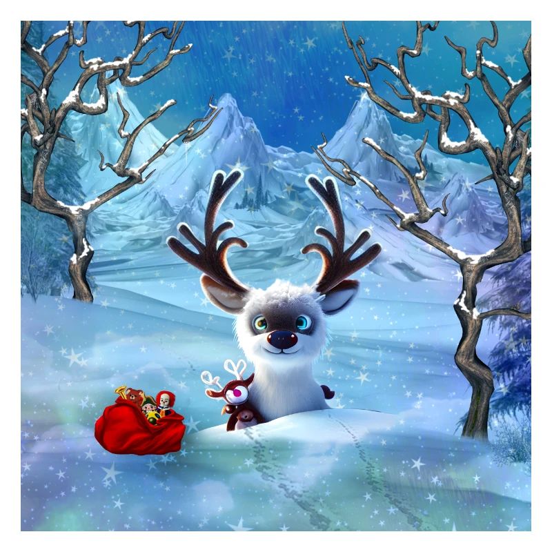 De mignons petits rennes dans un paysage hivernal