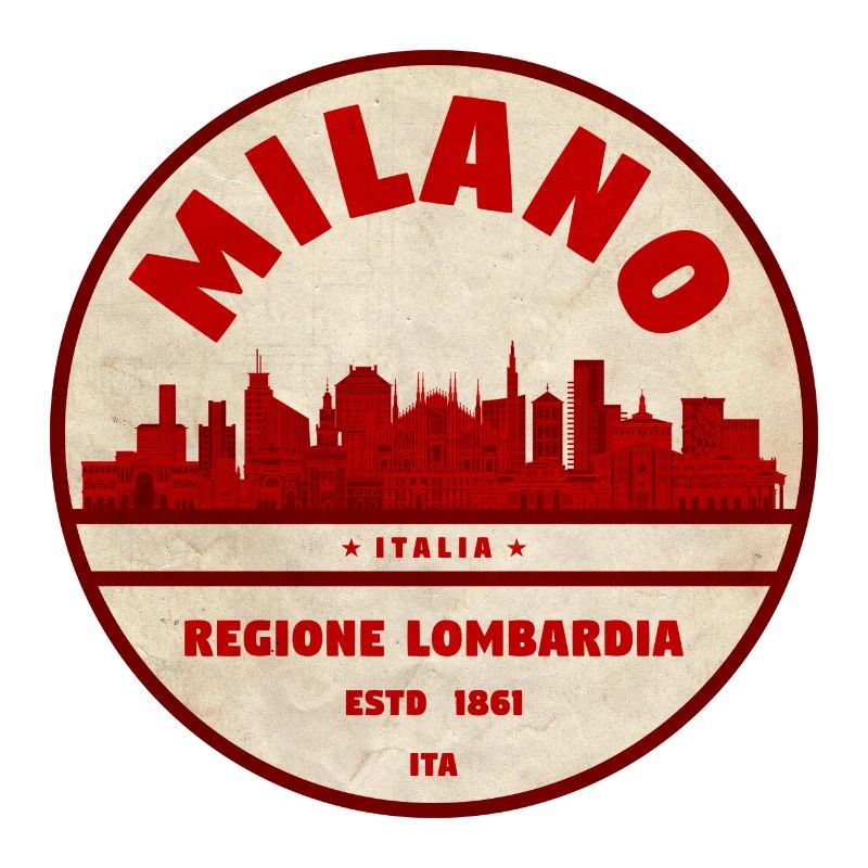 Milan Skyline Retro Badge Lombardy