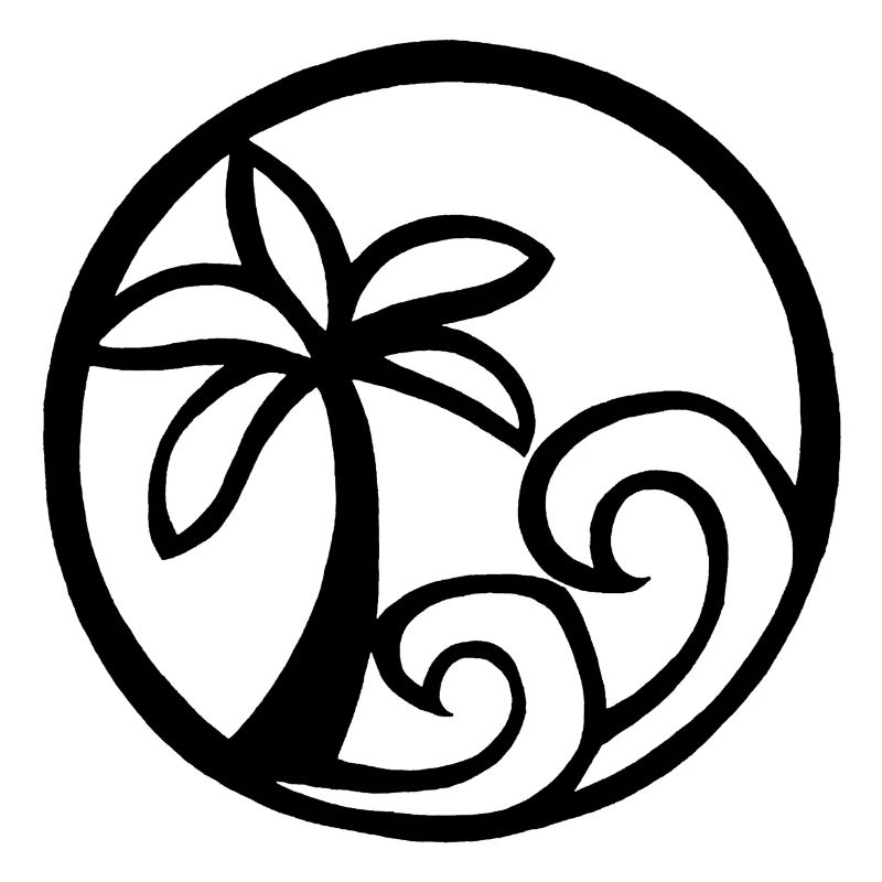 Vagues et palmier noir