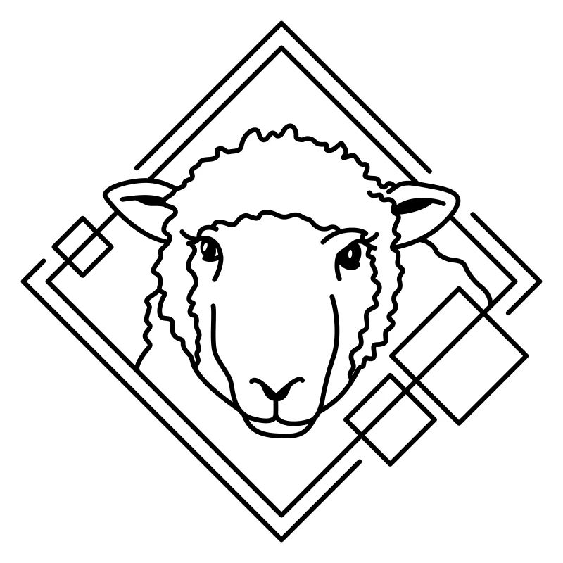 Sheep in Geometric Shape - Line Art Design