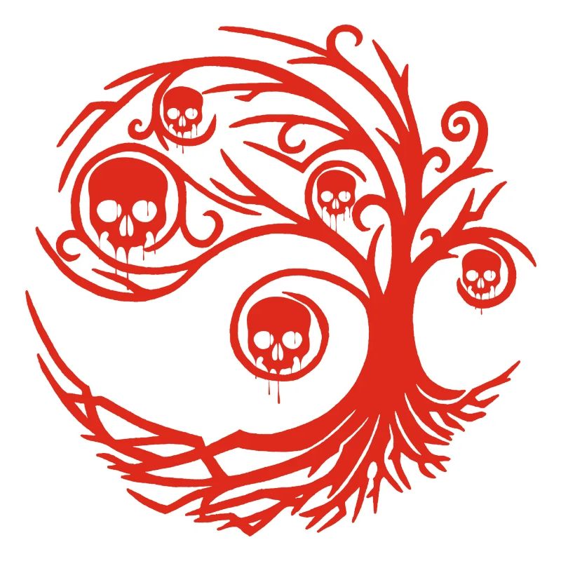 Arbre rouge aux crânes