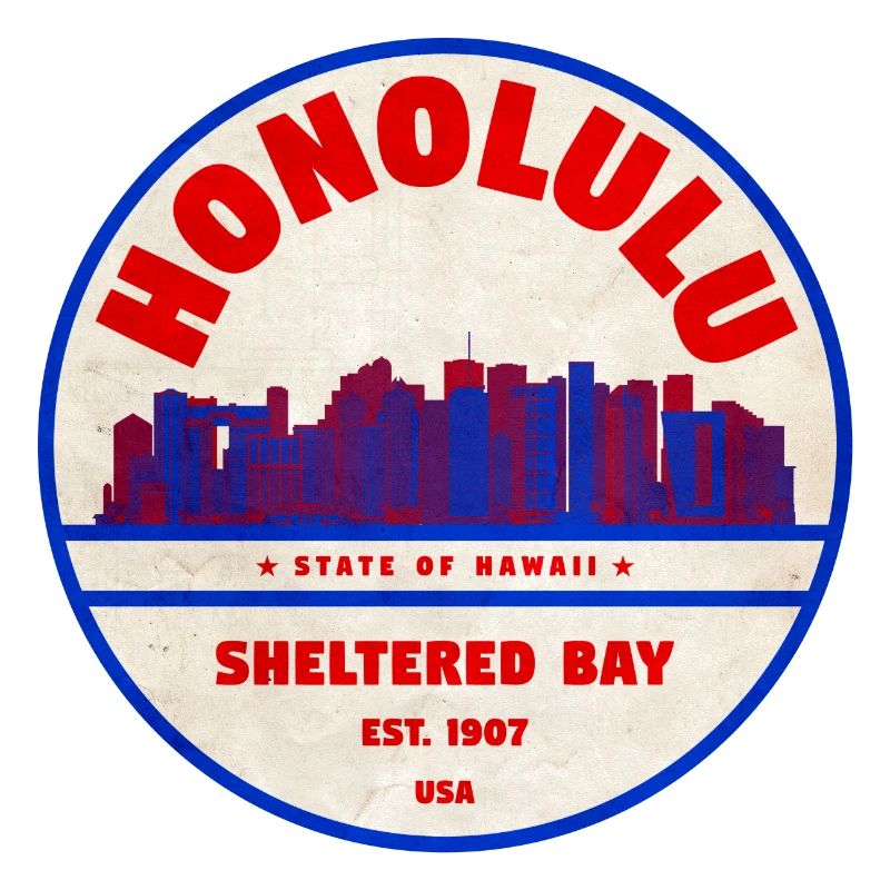 Honolulu Hawaii Skyline Badge