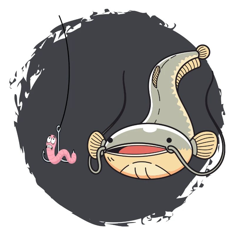 Drôle de conception de pêche au poisson-chat avec hameçon à ver