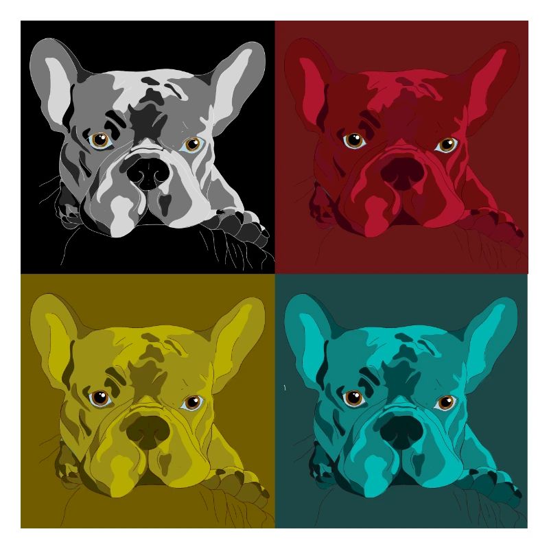 Frenchie Pop Art Vierfarb Design