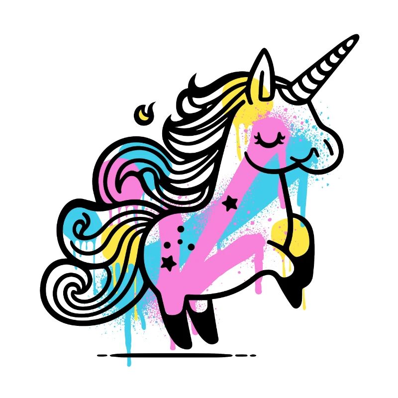 Bunter Splash Einhorn Illustration