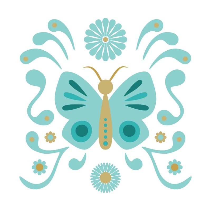 Boho Butterfly L Bleu et Or