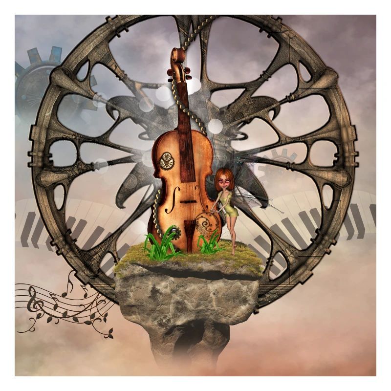 Violon steampunk avec petite fée