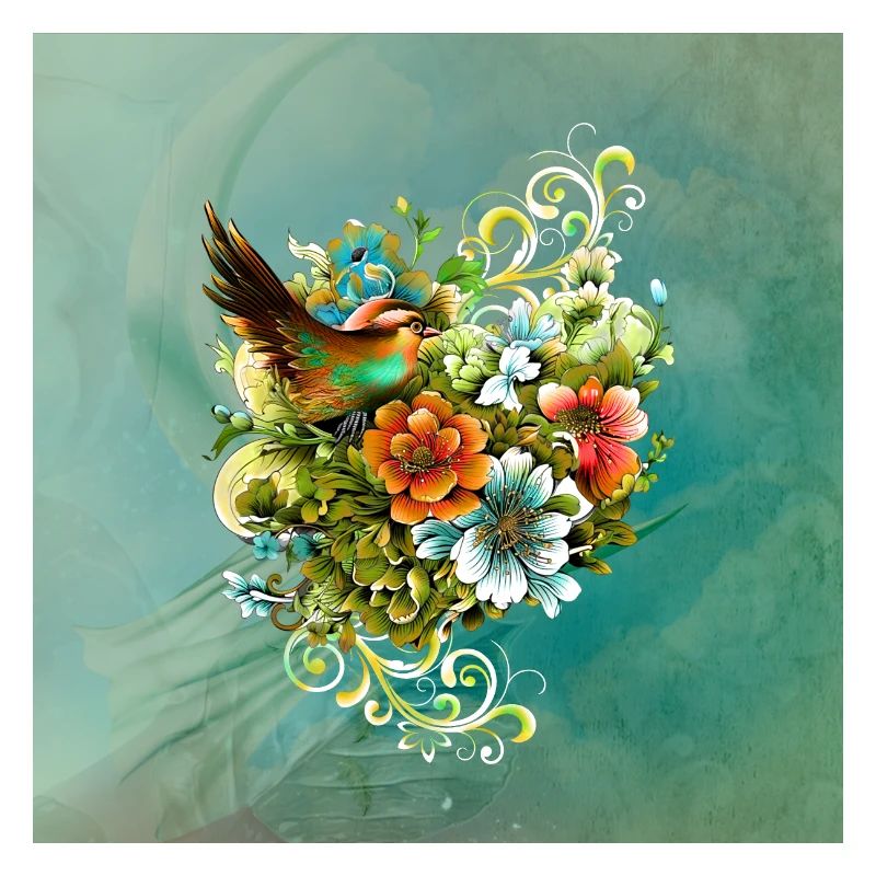 La beauté des oiseaux et des fleurs ensemble.
