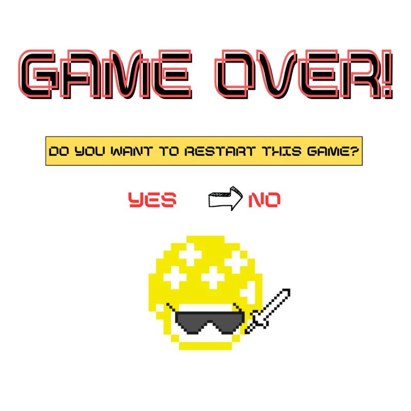 Pixel Art 8 Bit Retro Game Over