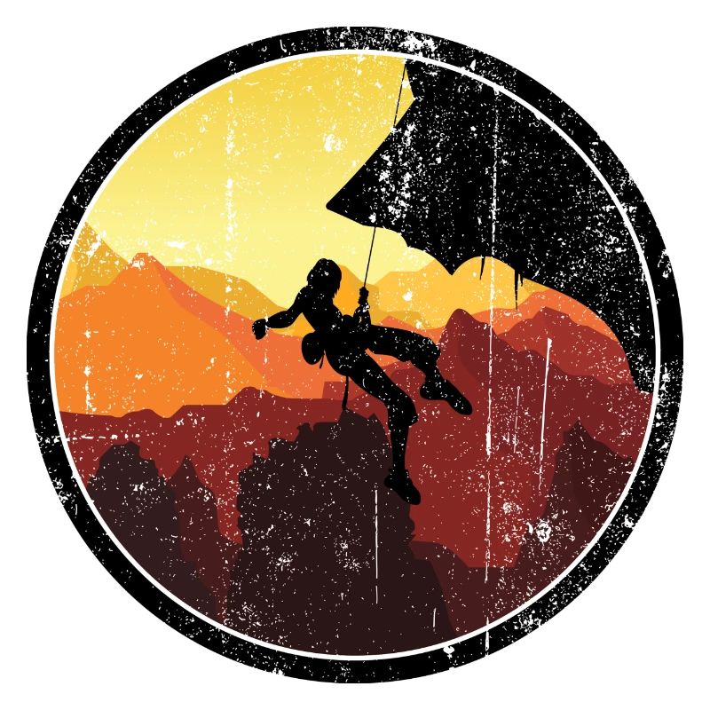 Grimpeur au coucher du soleil dans Canyon Circle