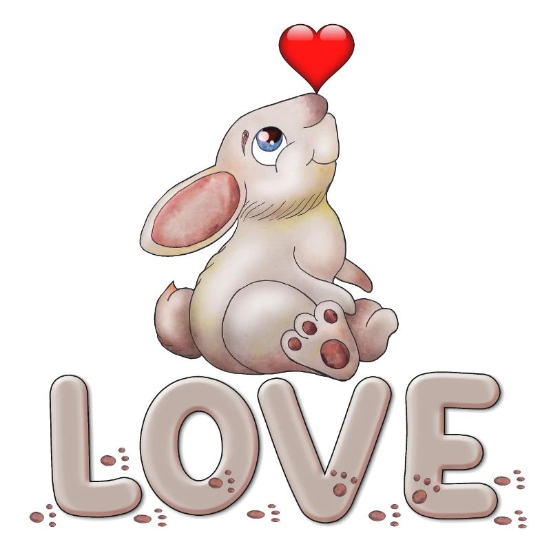 Doux lapin avec affichage d’amour en forme de cœur