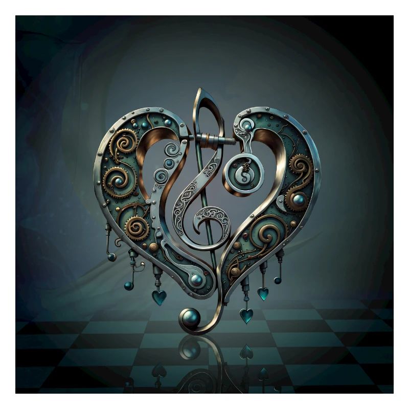 Coeur élégant avec clé dans le style steampunk.