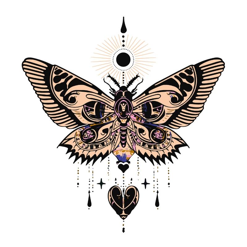 Mystical Moth and Celestial Aura Design