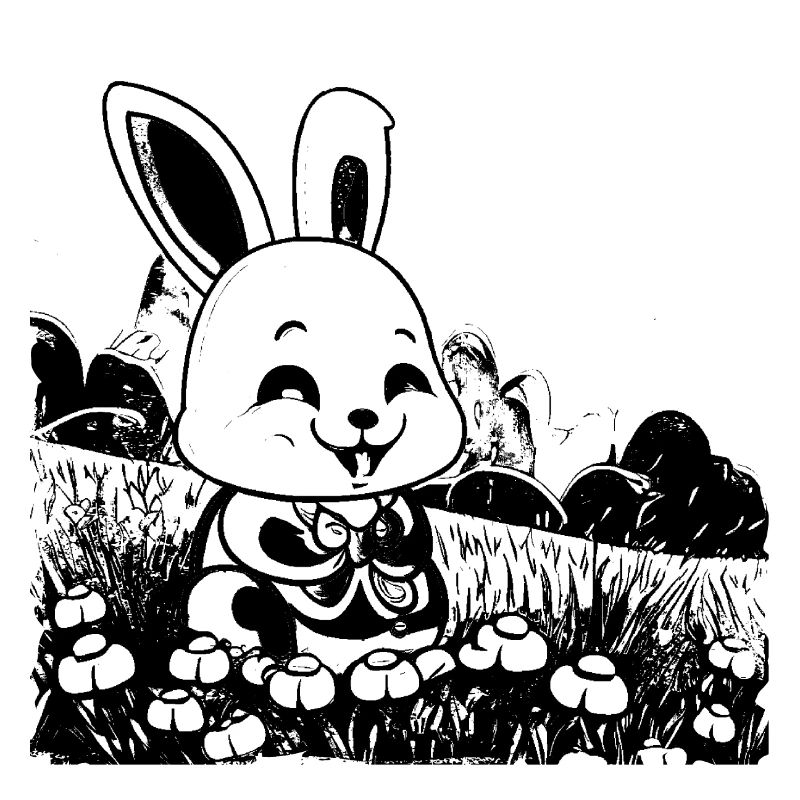 Rabbit in meadow comic style