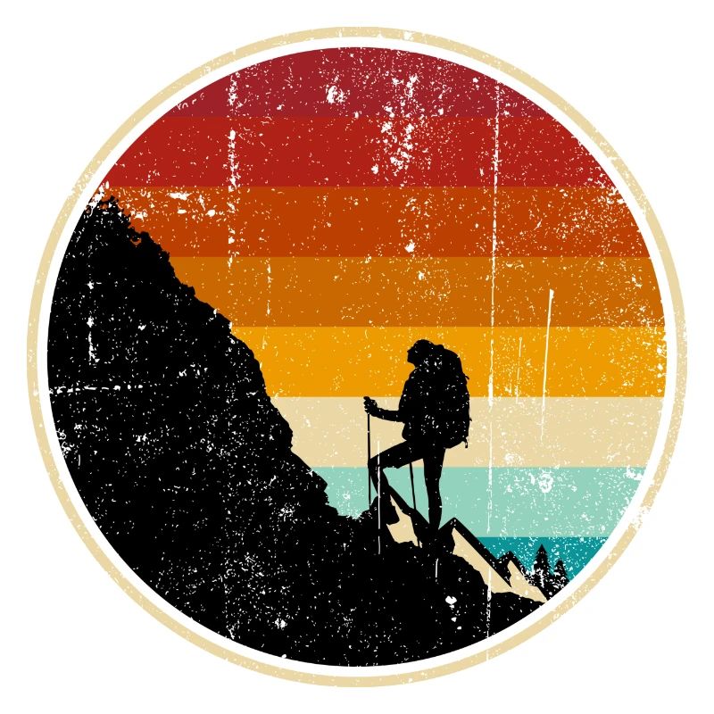 Climber at Sunset Retro Circle