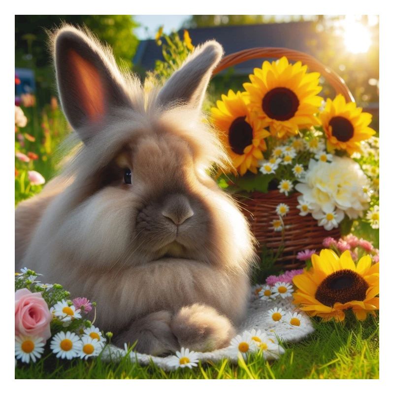 Lapin angora gris
